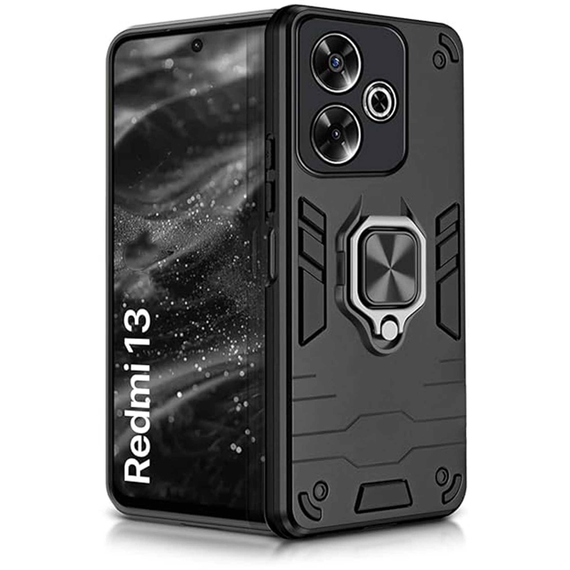 Redmi 13 4G Armor Bumper Case | Ring Holder Stand Case