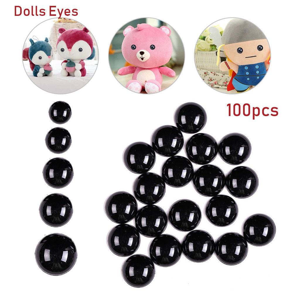 Bizzy 100pcs DIY Crafts Plush toy 3-12mm Bears Needle Felting Dolls Accessories Animals Puppets making Black Safety Eyes