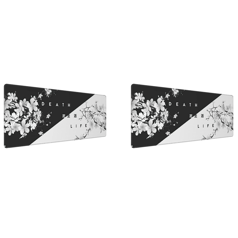 2X Black and White Gaming Mouse Pad,Large Mouse Mat Desk Pad, Stitched Edges Mousepad, 31.5 x 11.8 Inch