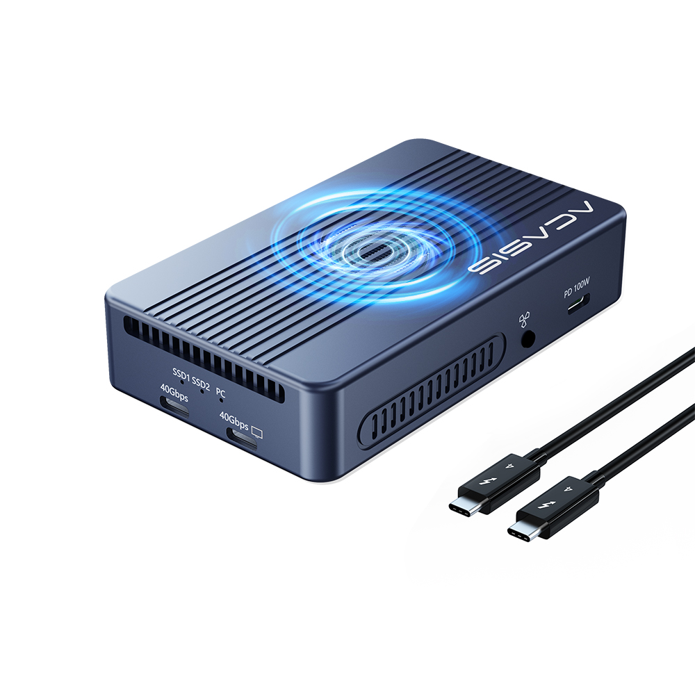 Acasis Computer tablet accessories, Thunderbolt Memory interface Expansion 40Gbps Thunderbolt 3 M.2 NVMe 2 Bay RAID SSD Enclosure
