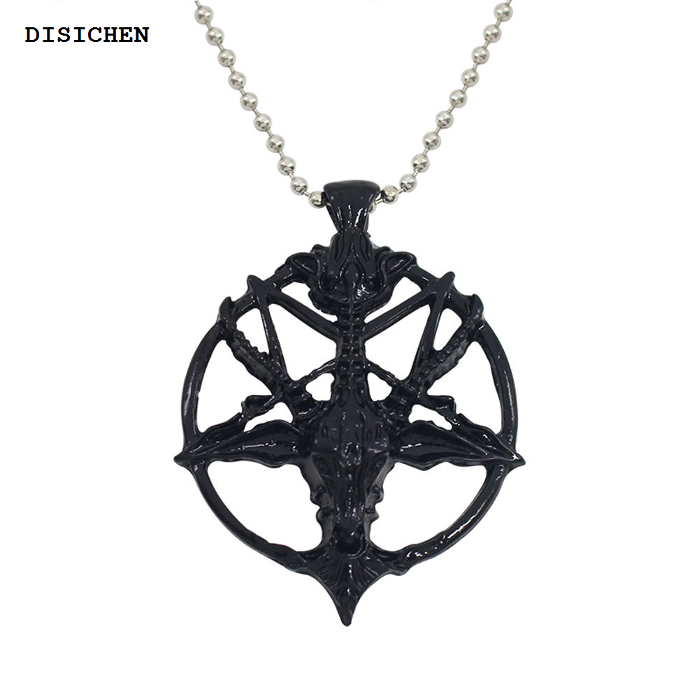 DISICHEN 2025 New Vintage Charm Women Men Pentagram Pan God Skull Goat Head Pendant Chain Necklaces 2024 New Fashion Jewelry