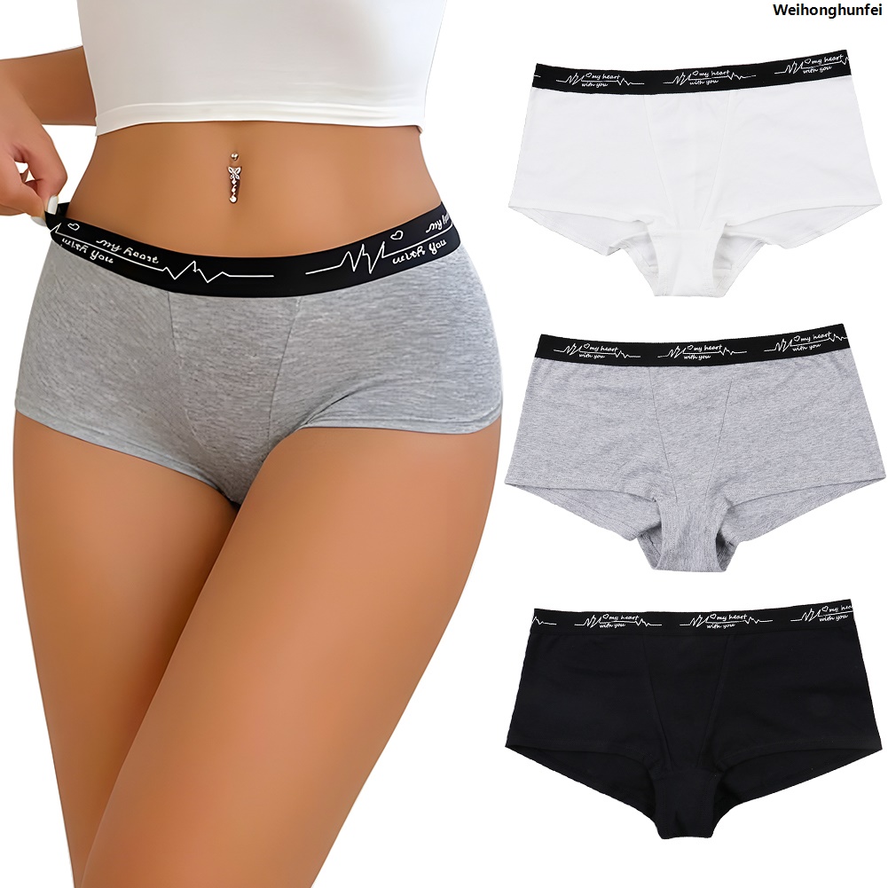 WeihonghunfeiFifty percent discount Ladies Solid color boxers Briefs Comfortable Female Underwear Sporty Style Casual Panties for Women S-XL