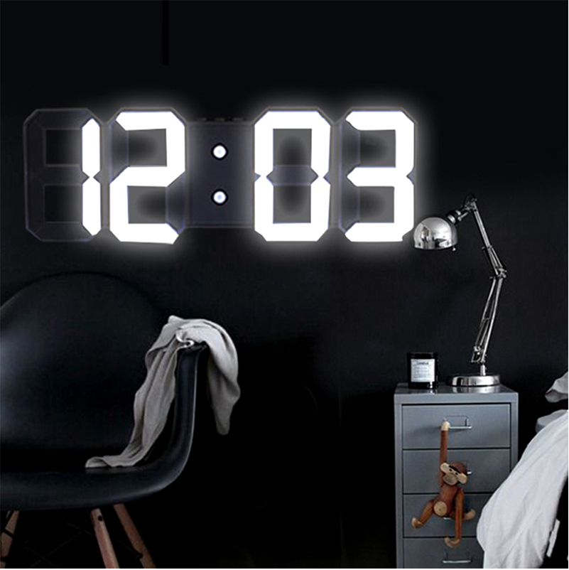 Digital Wall Clock 3D Number Desk Watch Electronic Alarm Modern Home Decoration for Bedroom Interior Led Table
