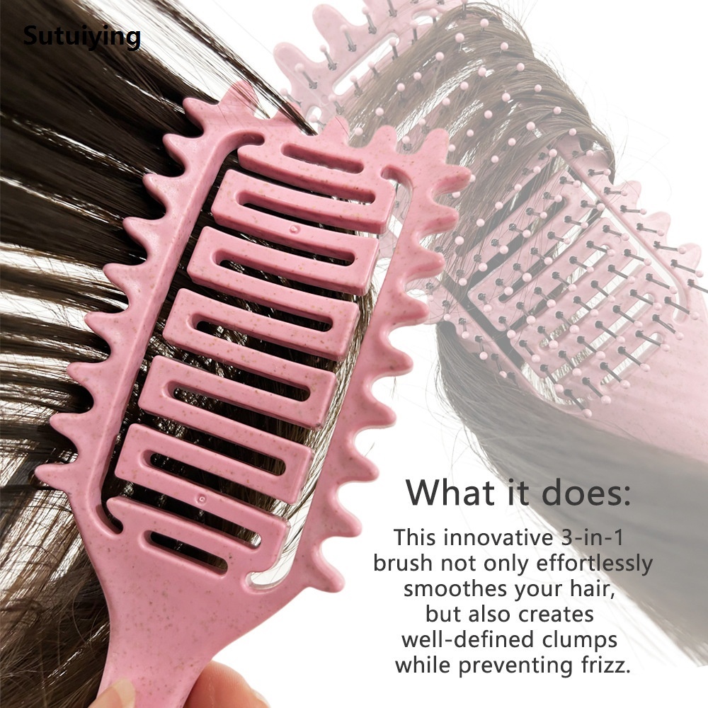 Sutuiying Round Styling Hair Brush Anti Static Hair Brush Detangling Hairbrush 2025 New Round Barrel Hair Curling Brush Dry Wet Hair Comb Hair Tool