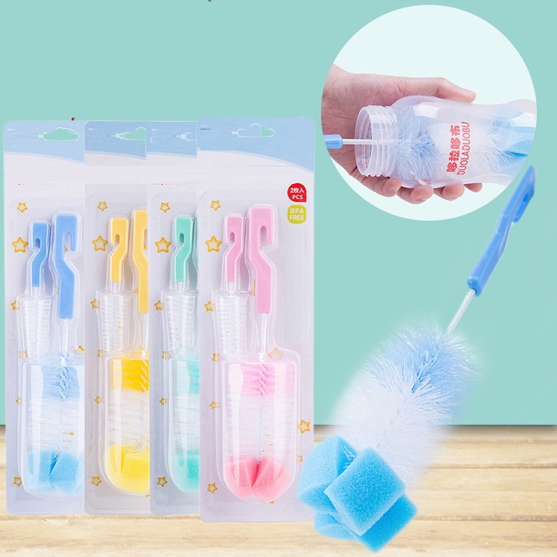 Mumlove Baby Bottle Cleaning Brush Set - Long Handle Brush and Cup Brush, BPA-Free, Easy Cleaning for Baby Bottles