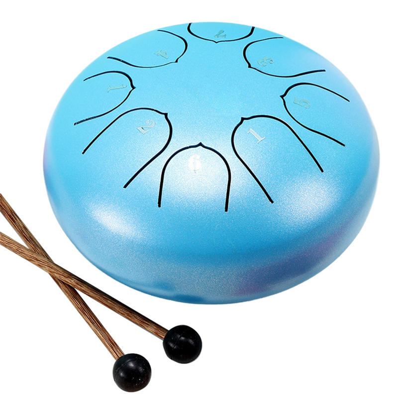JAERBEE 6Inch 8 Tone Hollow Drum Steel Tongue Drum Garden Rain Drum Steel Tongue Drum Outdoor Rain Drum Suitable for Beginners,E