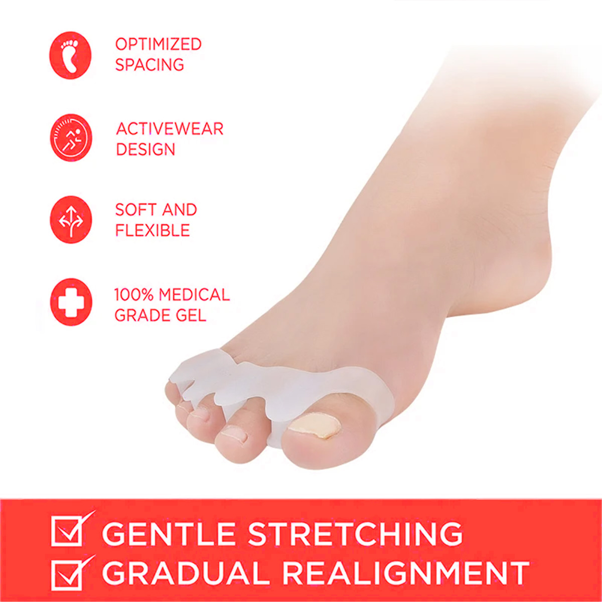 Bunion Corrector Toe Straightener Brace for Hallux Valgus Pain Relief, Adjustable Toe Alignment Support for Foot Care and Comfort