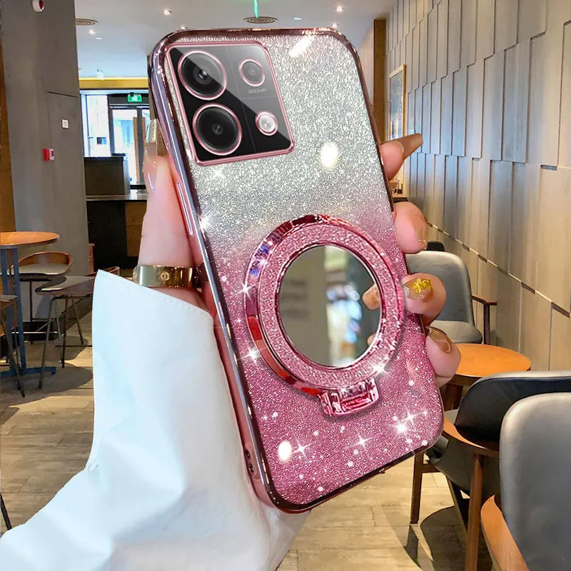 NEW Phone case Xiaomi POCO F6 POCO F6 Pro Back cover Ultra Slim Makeup Refill Mirror Glitter Phone Holder
