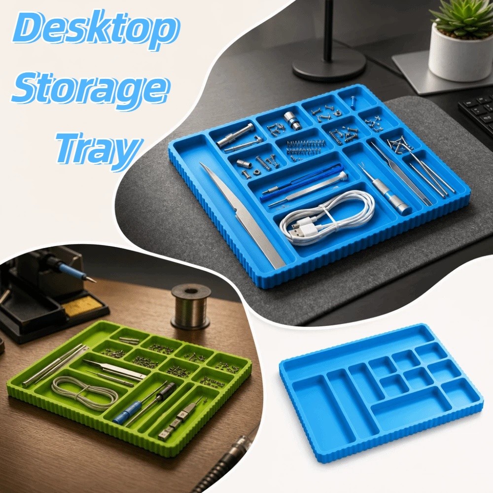 Organized Durable Plastic 3D Printed Tray Multiple Compartments Smooth Surface Electronic Parts Tray Sturdy Structure Lightweight Design Multifunctional Tray Workbench Use