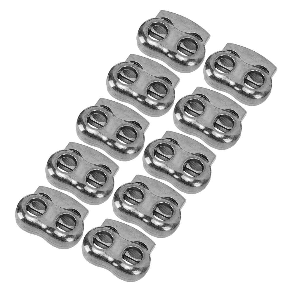10 Pcs Durable Zinc Alloy Cord Lock Stopper Round Shape Two Holes Spring Stop Toggle Cord Locks Backpack