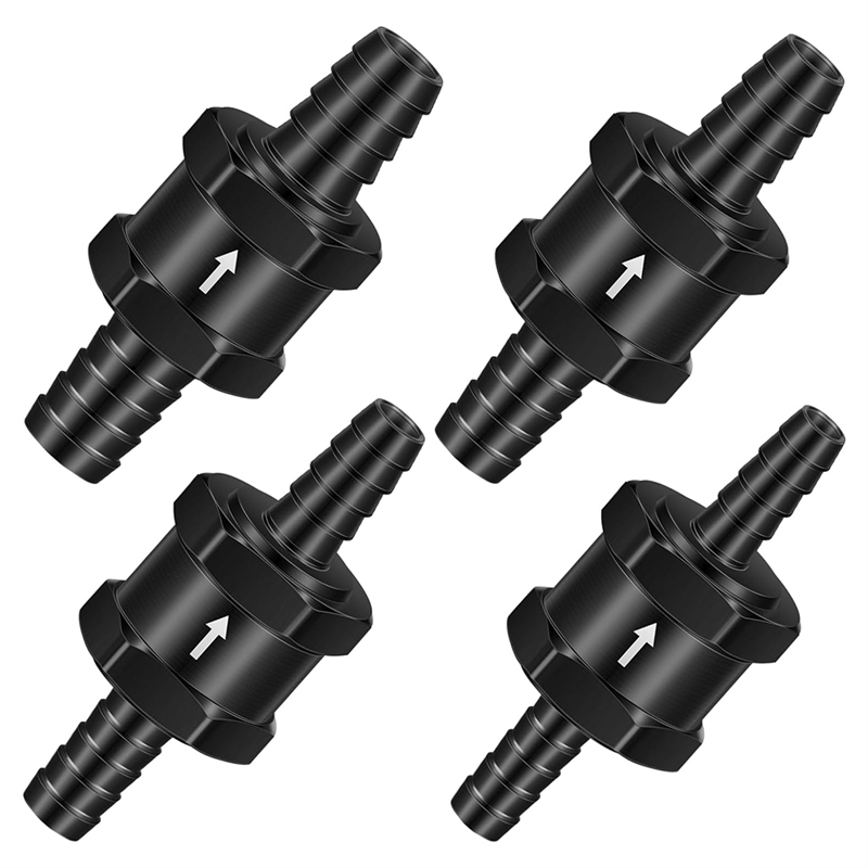 JAERBEE 1/4 Inch 5/16 Inch 3/8 Inch 1/2 Inch Fuel Non-Return Inline One-Way Check Valve Suitable For Gasoline (4 Pieces Black)