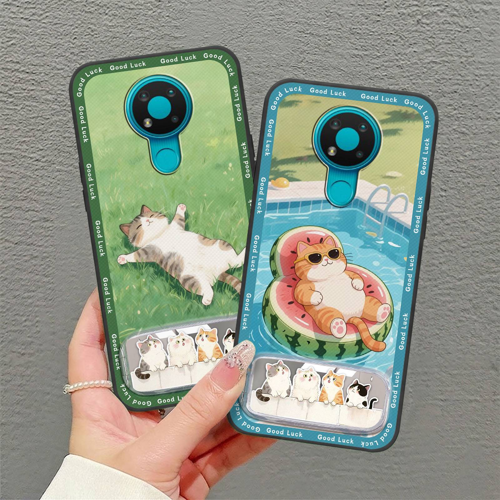 Full wrap Mirror Phone Case For UMIDIGI A11S Anti-knock Durable Makeup Mirror Silicone Cloth Patch Cute Embroidery 3D