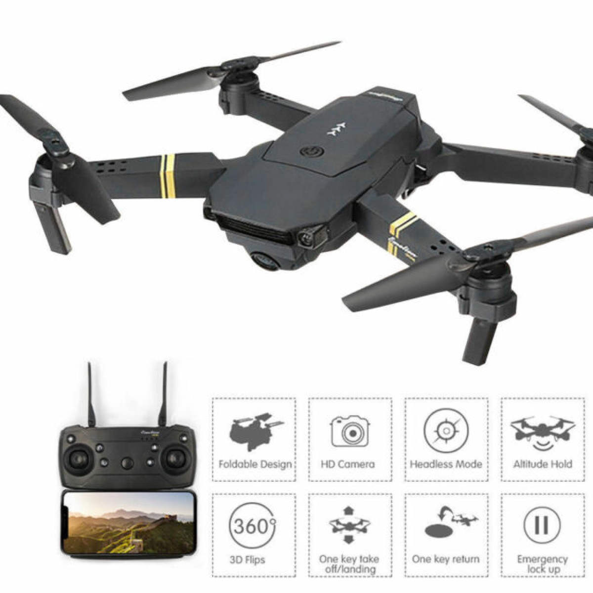 E58 Drone Wifi Fpv 1080P Hd Camera Foldable 2.4G Rc Drone