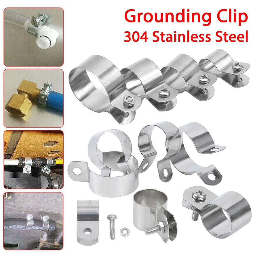 1Pcs Durable with Screws Nuts Hose Clamp 304 Stainless Steel Horseback Grounding Clip Fastening Hardware Dia 10mm-60mm Pipe Buckle