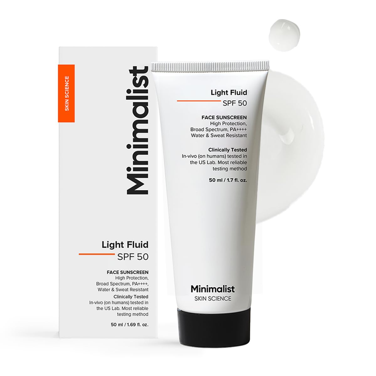 Minimalist Light Fluid Sunscreen SPF 50 for Oily Skin PA++++ | Clinically Tested in US| No White Cast | Broad Spectrum | Lightweight, Water & Sweat Re