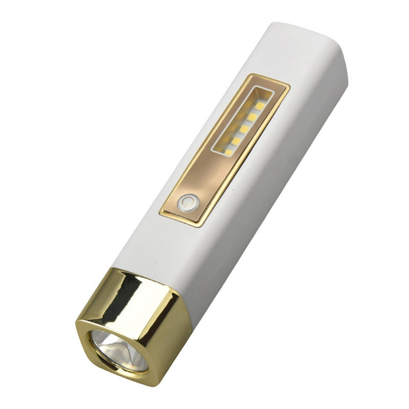 Outdoor Camping Emergency Small Portable Rechargeable Torch 18650 Lithium COB LED Flashlight Easy Install Gold