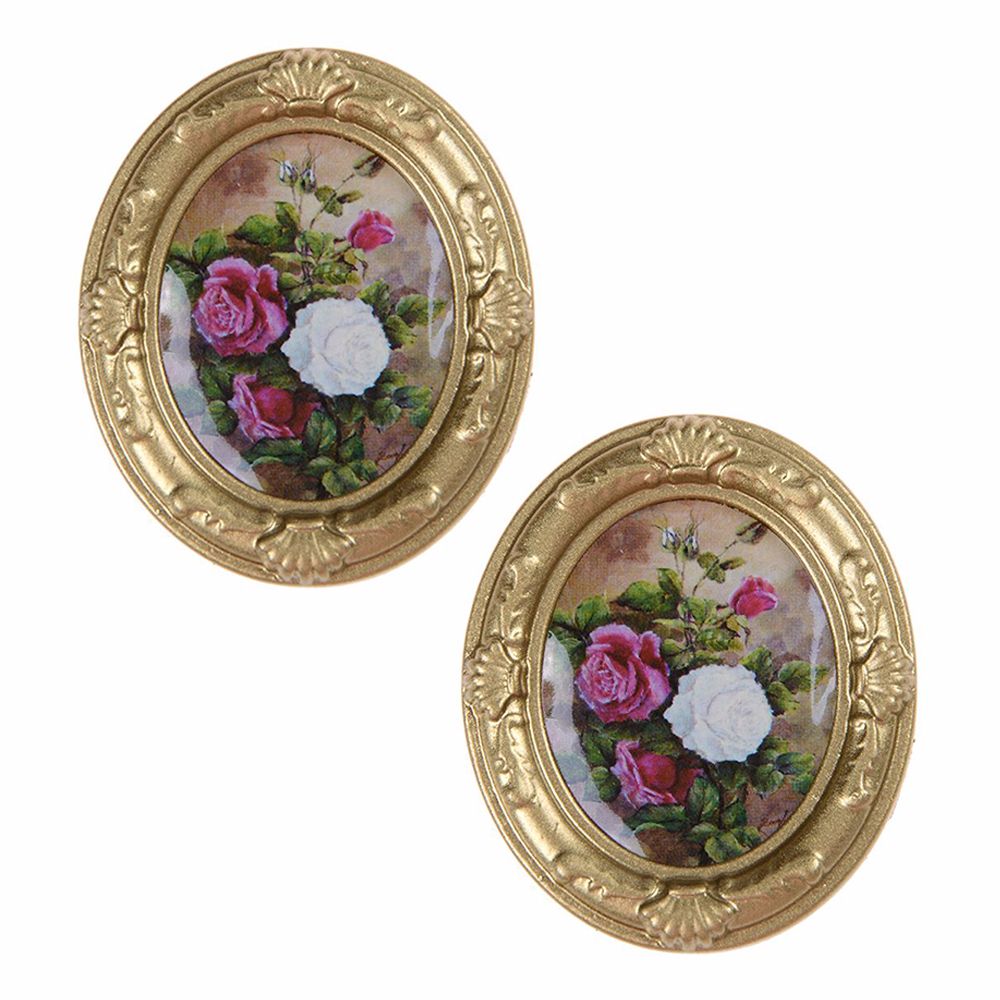 2PCS New Cute Funny Mini Wall Painting Miniature Framed 1:12 Dollhouse Decor Doll Accessories