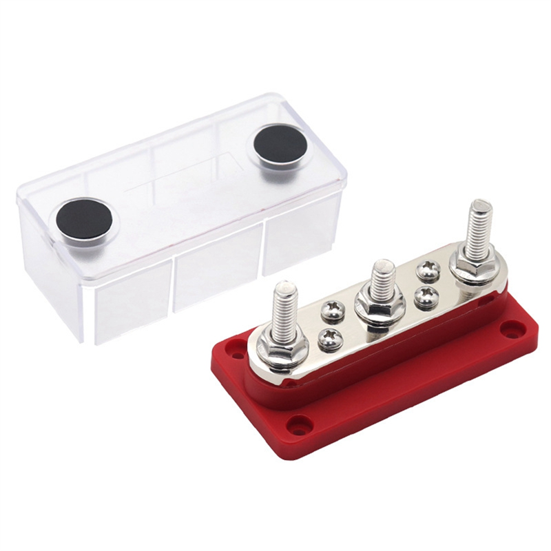 OUMERY Install the Power Distribution Terminal Block 48V 300A Perfect for Cars Trucks RVs Marine Boats Solar Systems Red M8