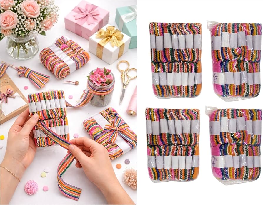 FR 24 Bundles ( 5 Multicolor Pieces in 1 Bundle) 4 Pack of Eco Friendly Colorful Papets Party Suppllies Ribbon Paper Crepe Shinning Streamer Roll for All Kind of Event,Birthday,Anniversary, Bachelorette,Marriage,Party Decoration Handmade Traditional I