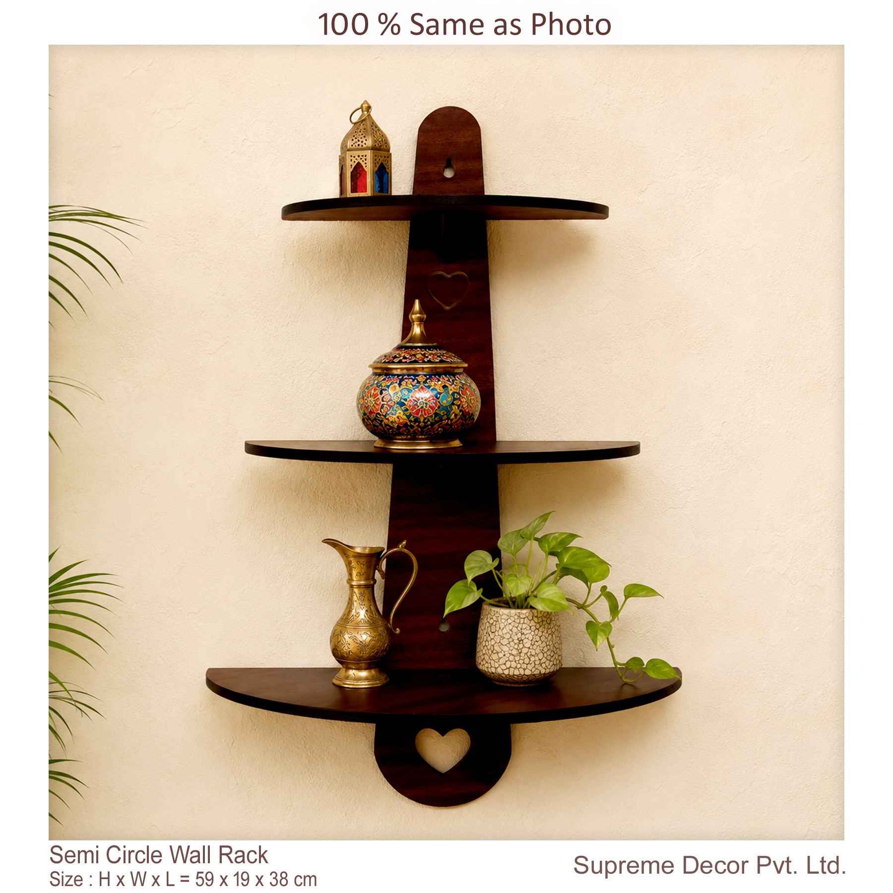 Best Quality Semi Circle Wooden Wall Rack Shelf with 3 layer and Formica Laminated material by Supreme Decor
