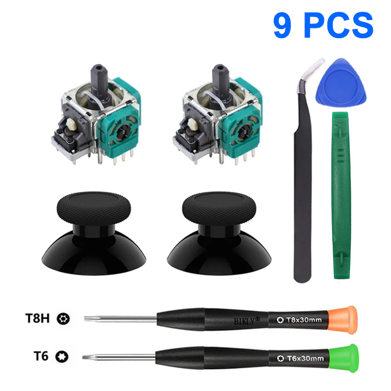 9 in 1 Joystick Replacement Kits for Xbox Series X/S Xbox One Controller with T6/T8 Screwdriver 3D Analog Thumbstick Repair Kit Bles Online DZ-26A-06