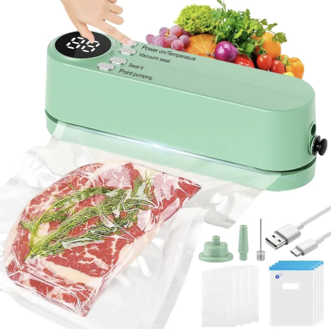 Premium Vacuum Sealer Machine for Food Storage| Vacuum Sealer Machine,3 in 1 Rechargeable Food Sealer,Handheld Food Vacuum Sealer | Automatic Vacuum Packing Machine | Keep Food Fresh Longer | Portable Kitchen Sealer |