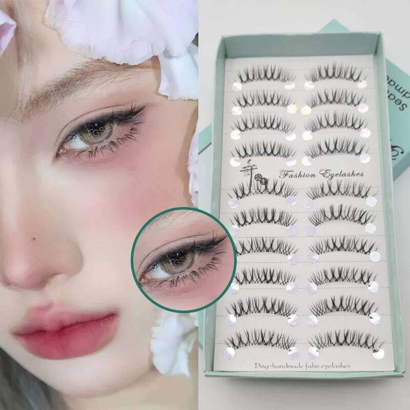 Manga Faux Cils 3/5/10 Pairs Lashes Soft and Slender False Transparent Stem Eyelashes Lash Extension Makeup