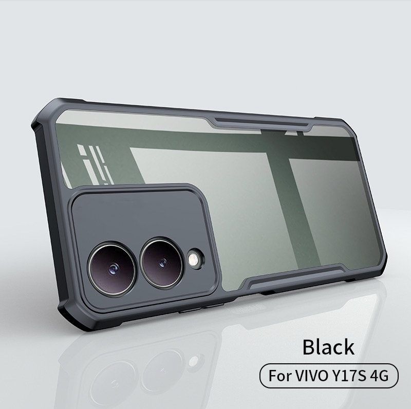 Vivo Y17s 4G /Vivo Y28 5G /Vivo Y36i 5G Cover ( All Same Size) Clear Transparent Bumper Black Cover Case -Non Yellowing