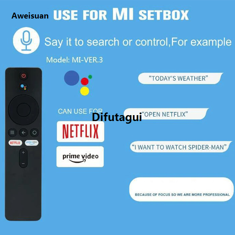 Difutagui Hot Selling ABS Replacement Universal XMRM-006 Suitable for Portable Xiaomi Wireless Voice Remote Control MI BOX S 3 4X 4S