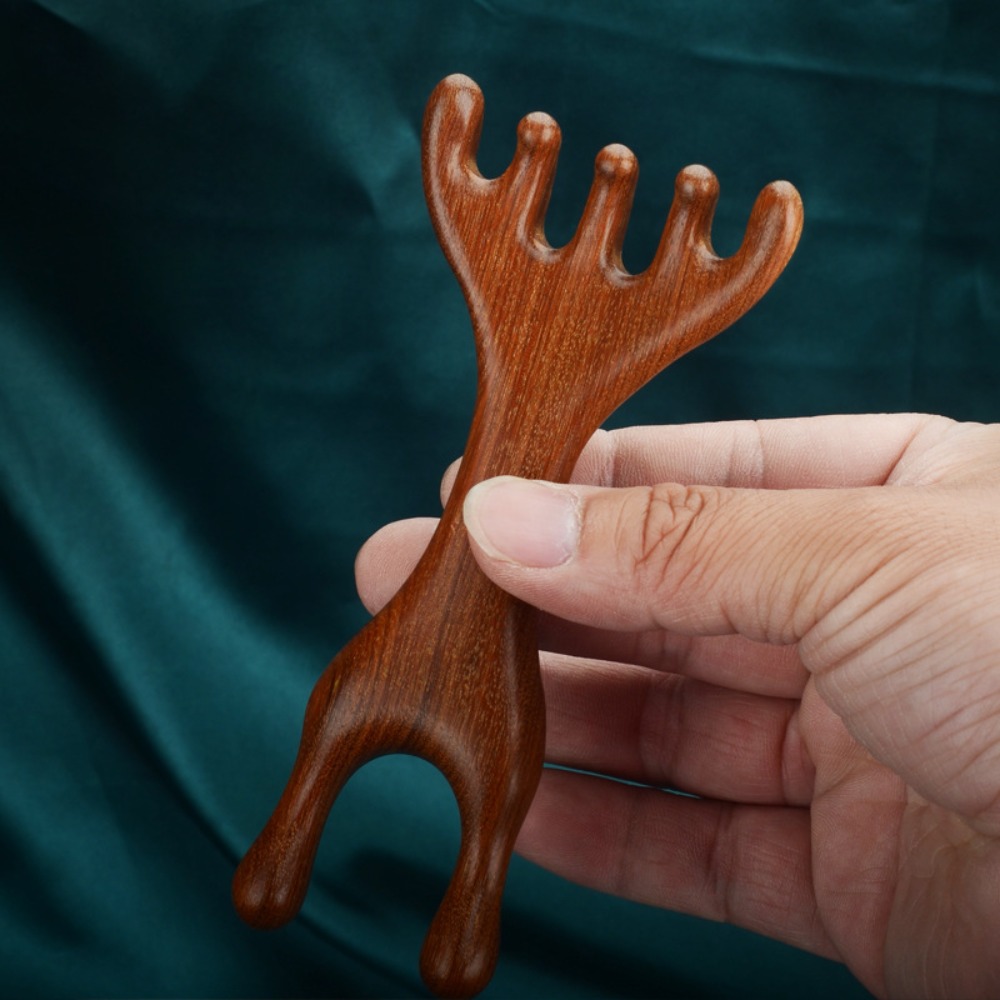 1Pc/2Pcs New Double Headed Body Meridian Massage Comb Deer Antlers Wide Tooth Wood Therapy Massage Comb Anti-static Tool Help Blood Circulation Health Care