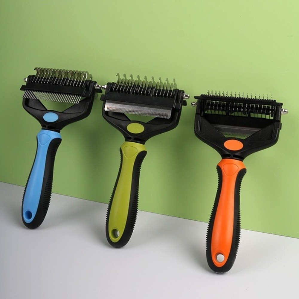 New Multi-functional Dog Deshedding Brush Stainless Steel Blade Anti-slip TPR Handle Pet Fur Knot Cutter Effective Cat Hair Remover Pet Supplies