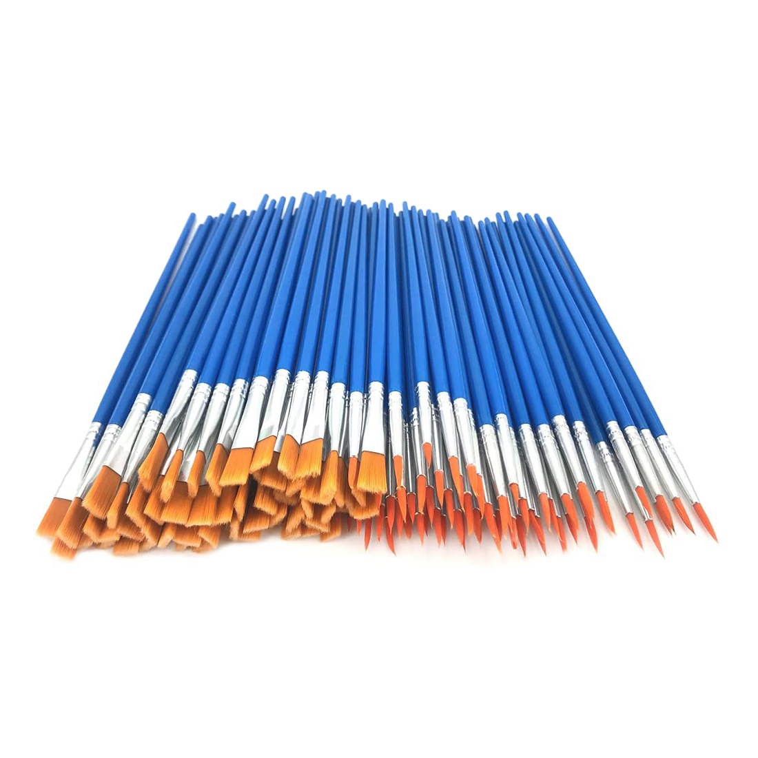 NAMUNY 120 Pcs Flat and Round Paint Brushes Set,Pointed Flat Nylon Hair Brushes for Acrylic Oil Watercolor Paint Painting