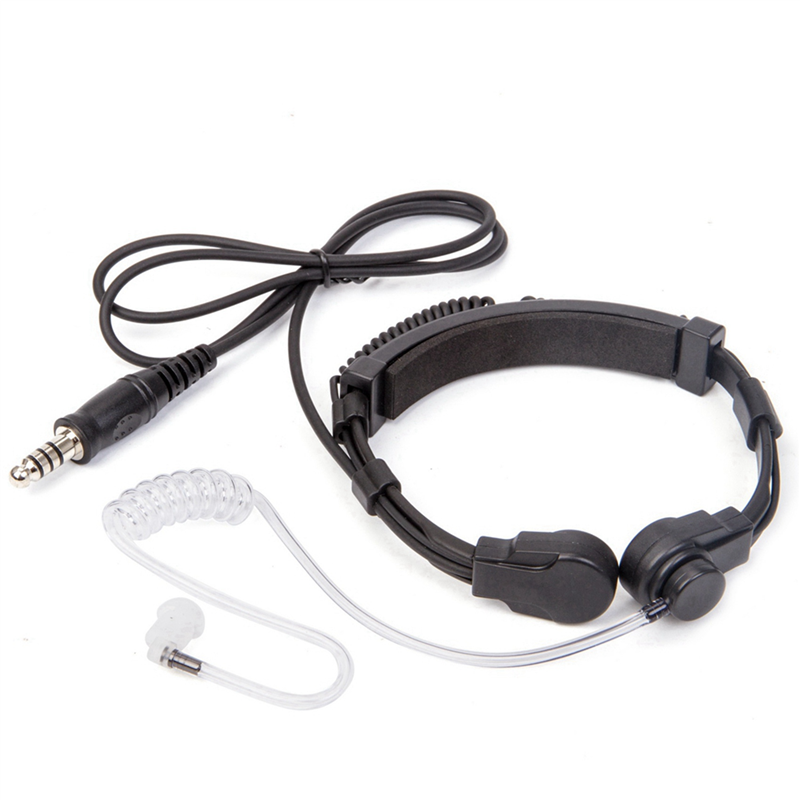 JINMY 2X Telescopic Heavy Duty Throat Vibration Mic Headphone Plug for Walkie Talkie Radio