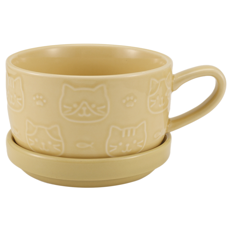 Ceramic Coffee Mugs with Lid (Yellow)