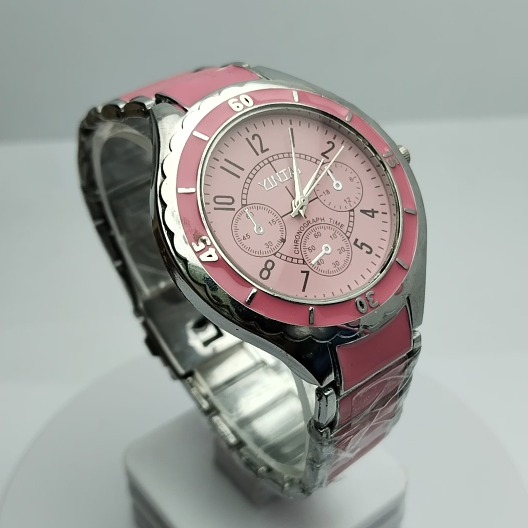 3 Pink Colour Round Fashionable Watch For Girls
