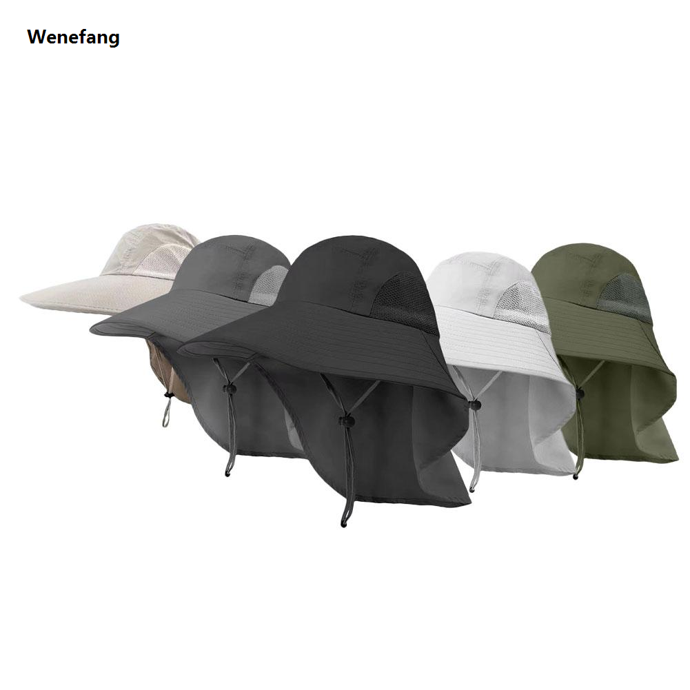 Wide Brim Sun Hat with Neck Flap for men women Adjustable Outdoor 50+UPF Protection Safari Cap Hiking Fishing Hat