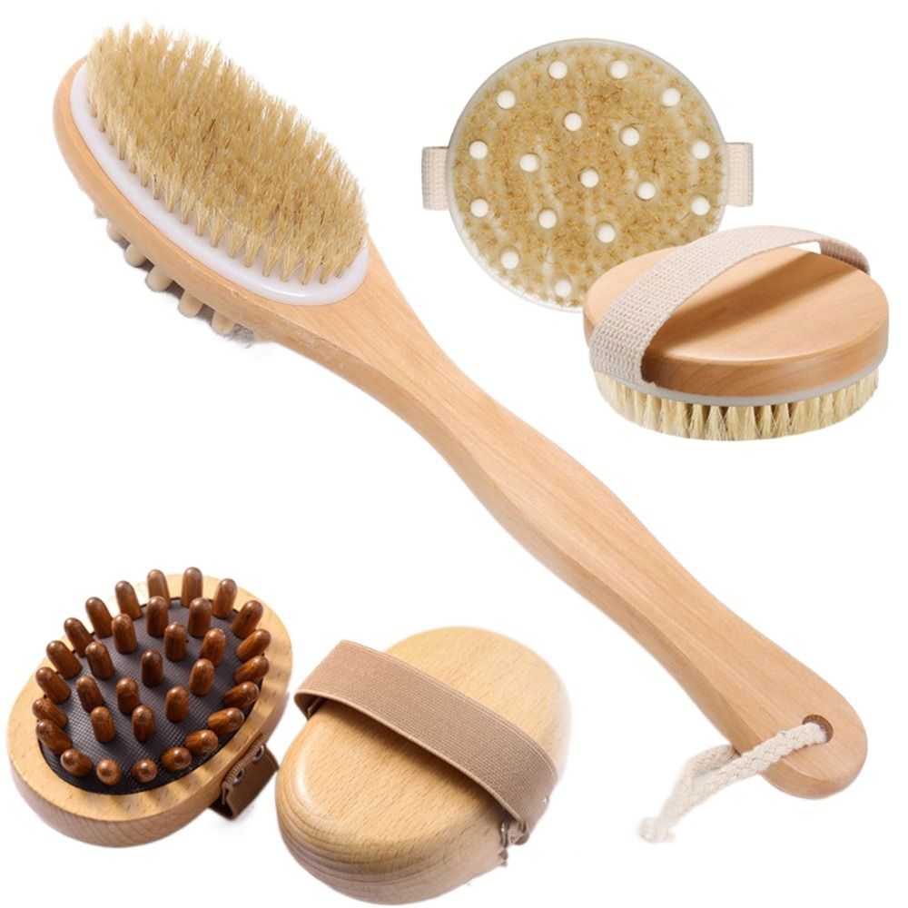 Durable Boar Bristle Body Brush Wooden Natural Massage Brush Soft Dry Brushing for Exfoliation