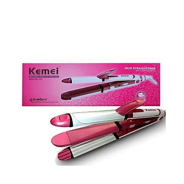 Kemei 3 In 1 Professional Cum Curler And Crimper Hair Straightener