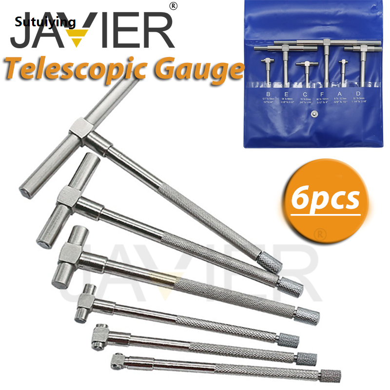 Sutuiying 4/6Pcs Set Telescopic Gauge Set Micrometer Measurement Bore Engineers 2025 New Kit 8-150mm Hardened Tool Steel Precision Telescoping Gage