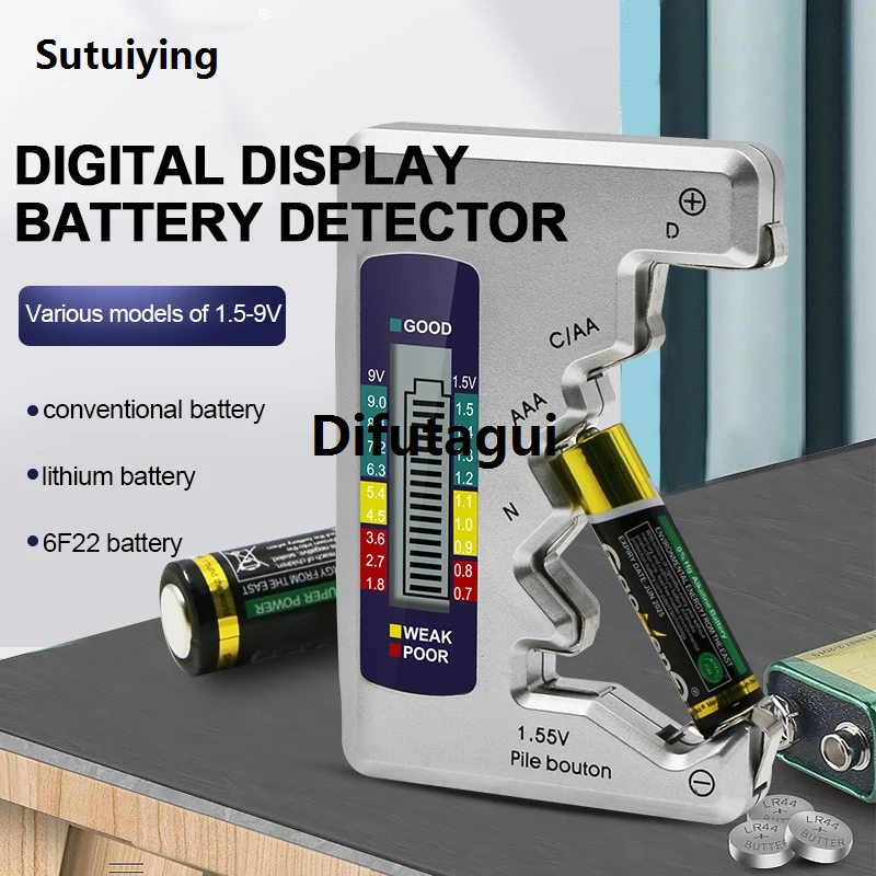 Difutagui Sutuiying Battery Tester Universal Digital LCD Battery Checker AA New style AAA 2025 C D 9V 1.5V Button Cell Battery Voltage Tester BT-168D