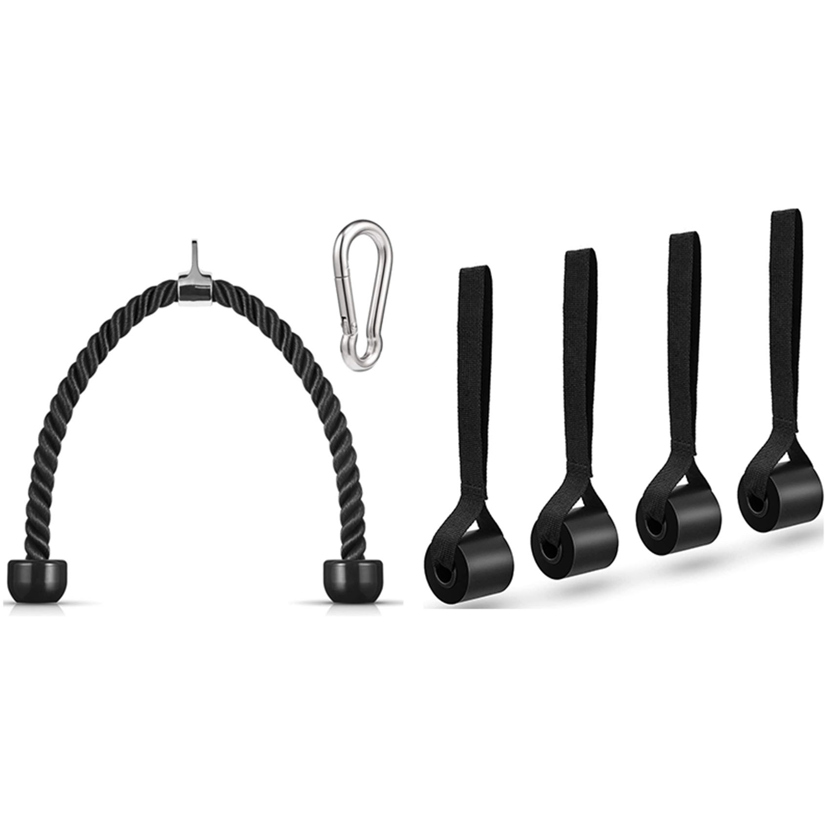 NAMUNY 1SET Tricep Pull Down Rope 36 Inches with Snap Hook & 4X Resistance Bands Door Fitness Door Attachment