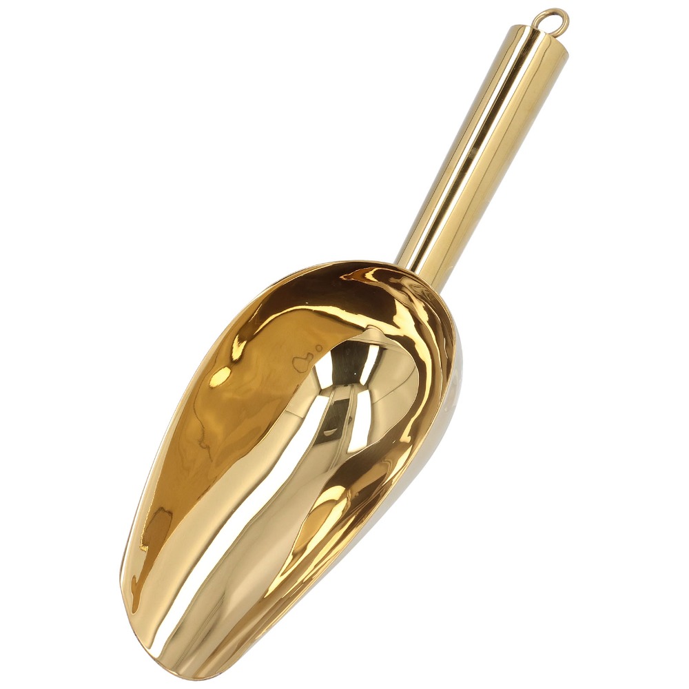 Kitchen Gadgets Stainless Steel Ice Scoop U Shaped Sturdy Beach Shovel Gold Food Grade Ice Scooper Ice Bucket