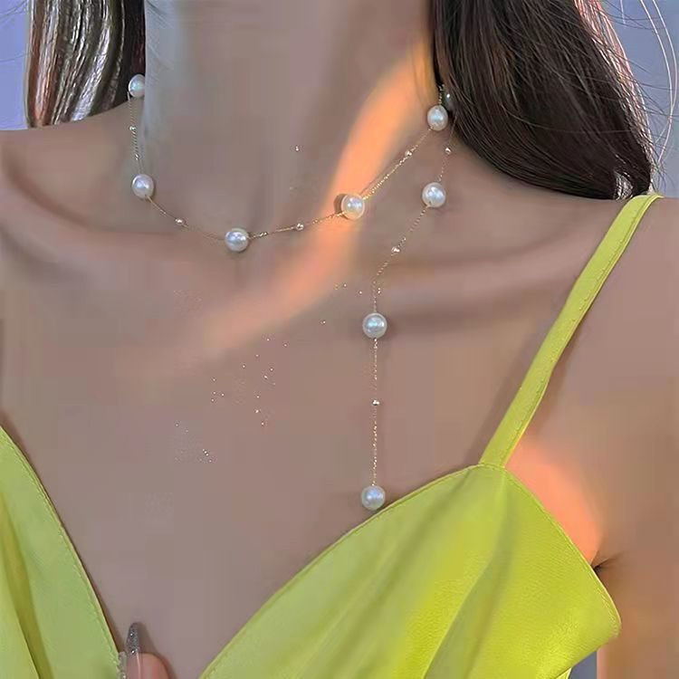 Sale】Natural Freshwater Pearl Women's 2025 New Fashionable High-end Design Sense Clavicle Chain Elegant Neck