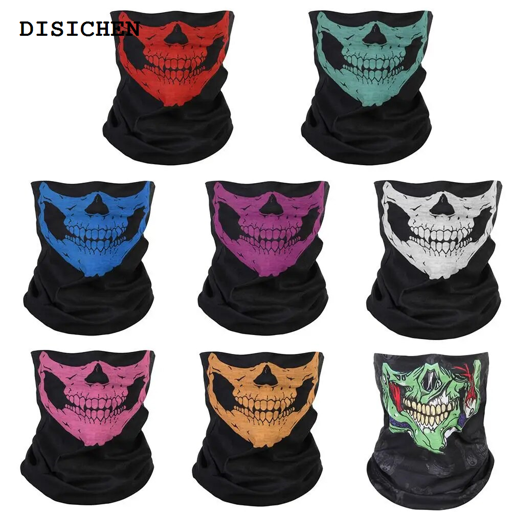 DISICHEN Outdoor Bicycle Cycling Ski Windproof Skull Half Face Mask Ghost Scarf Multi Use Hiking Camping Hunting Running Neck Warmer