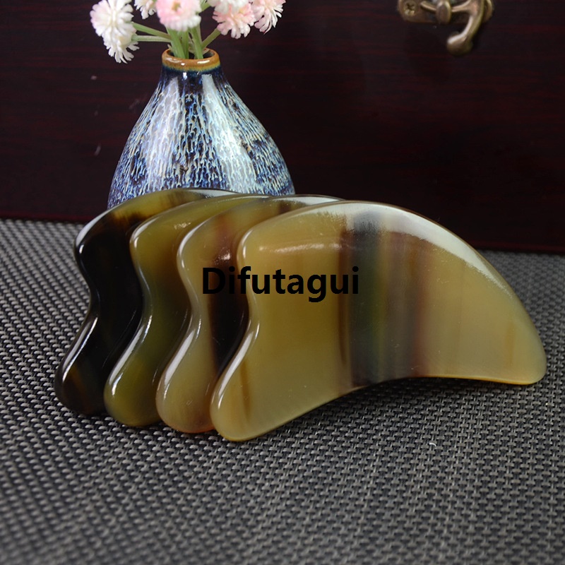 Difutagui Natural Yak Ox Horn Gua Sha Scraper Tendon Stick Facial Massage Fashion Beauty Health Relax Eye Face Neck Back Body SPA Massager Tool