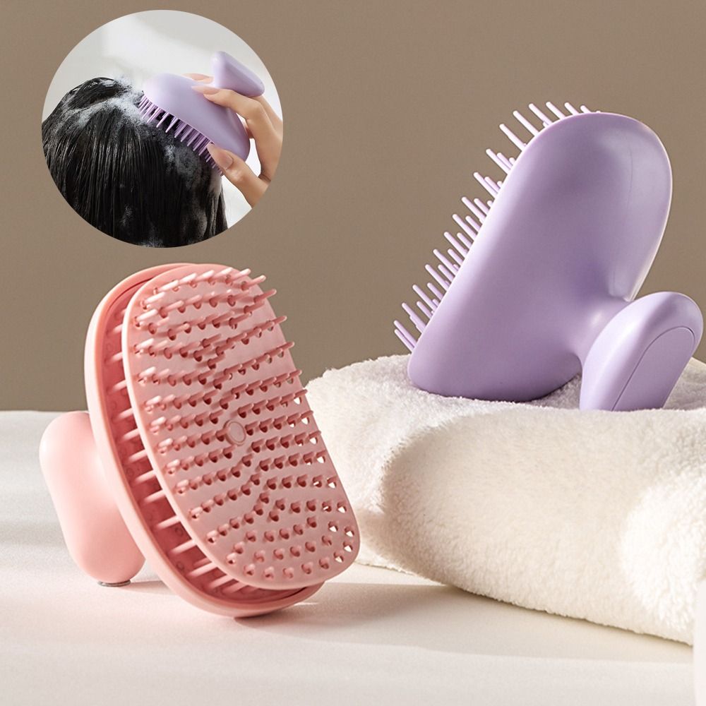 Volumizing Self Cleaning Silicone Shampoo Brush Soft Dandruff Removal Scalp Cleaning Scrubber Deep Cleaning Comfortable Hair Washing Comb Home Use
