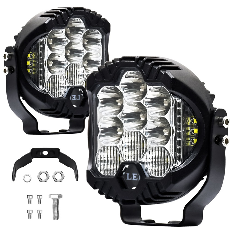 Ktteay 3 Inch Three Side Illuminated Work Lights LED Headlights for Truck Suv Boat Off-Road Vehicles ATV ,White