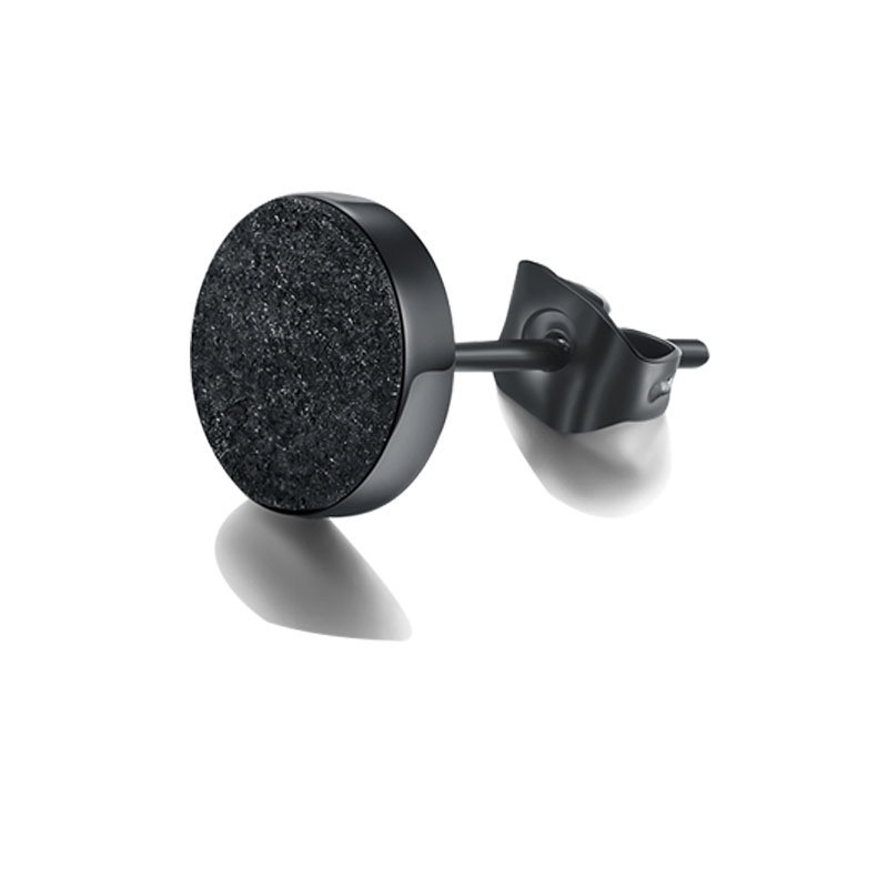 【New arrival】316L Titanium Steel Welding Needle Round Cake Frosted Earrings Butterfly Buckle Trendy Men's Trendy Women's Simple Fog Sand Face Earrings