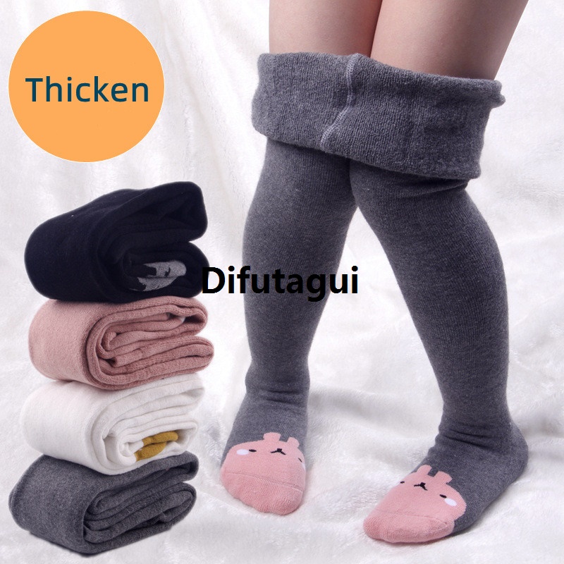 Difutagui 0-4Y Baby Girls Autumn Winter Warm Tights Kids Fleece Portable Lined Pantyhose Stockings Elastic Footed Leggings