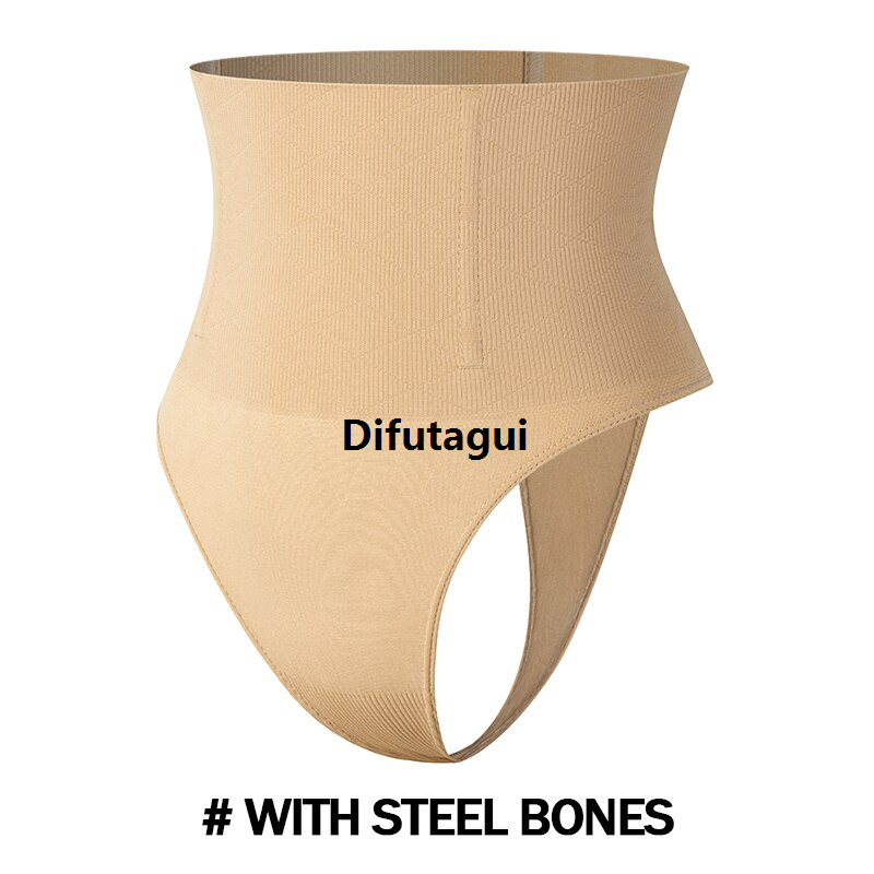 Difutagui Women Seamless Tummy Control Thong Shapewear High Special Waist Body Shaper Panty Girdle with Bones